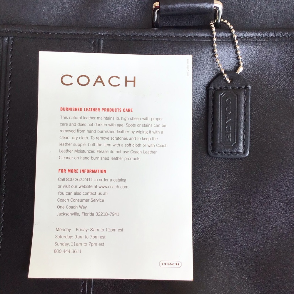Coach Black Leather Briefcase Laptop Business Portfolio Bag - Picture 11 of 12